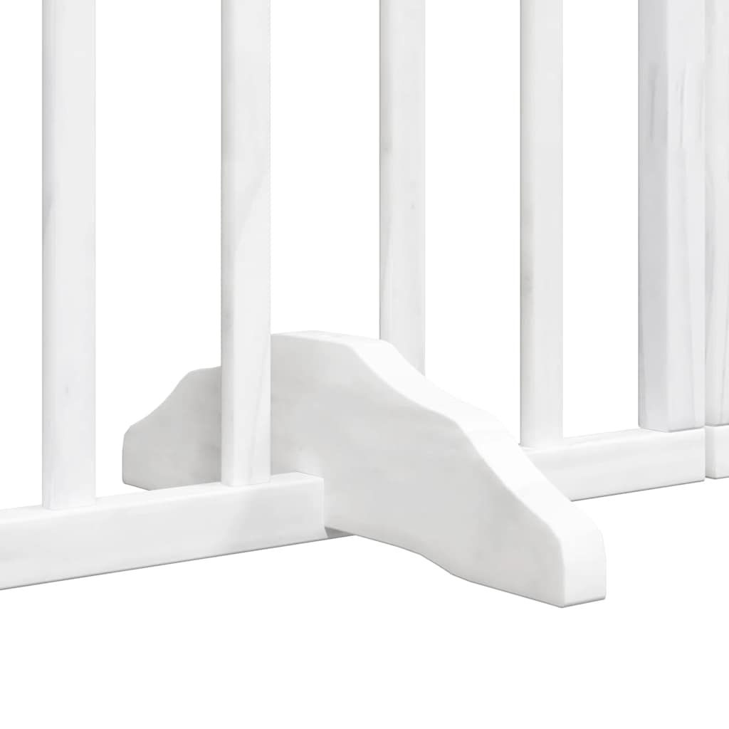 Dog Gate with Door Foldable 12 Panels White 960 cm Poplar Wood