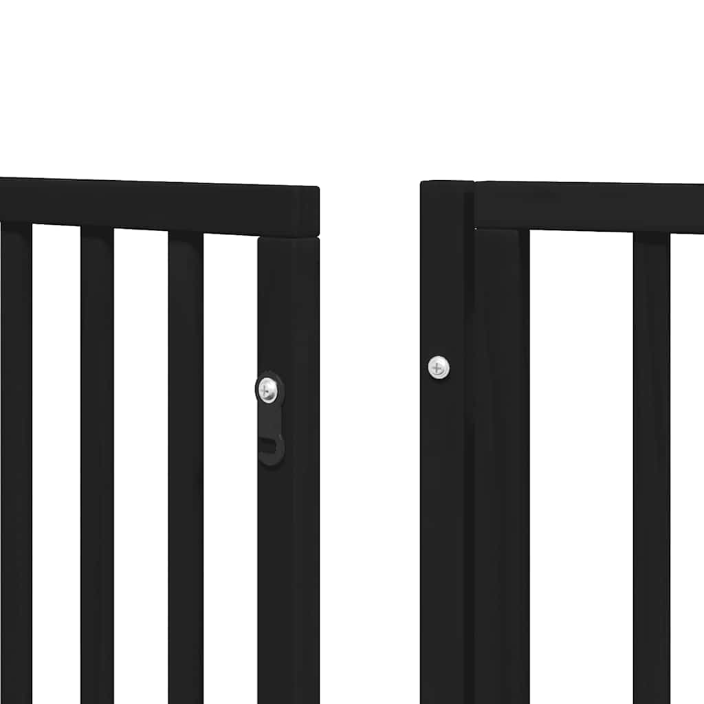 Dog Gate with Door Foldable 6 Panels Black 480 cm Poplar Wood