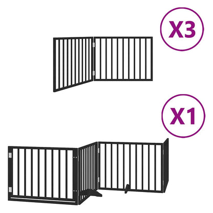 Dog Gate with Door Foldable 10 Panels Black 800 cm Poplar Wood