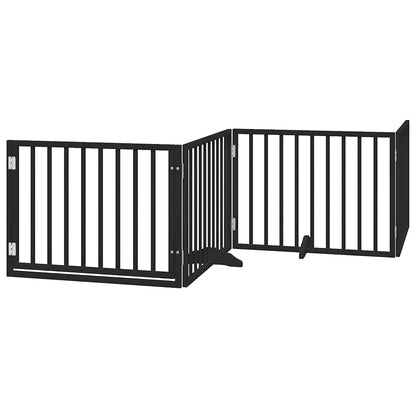 Dog Gate with Door Foldable 10 Panels Black 800 cm Poplar Wood