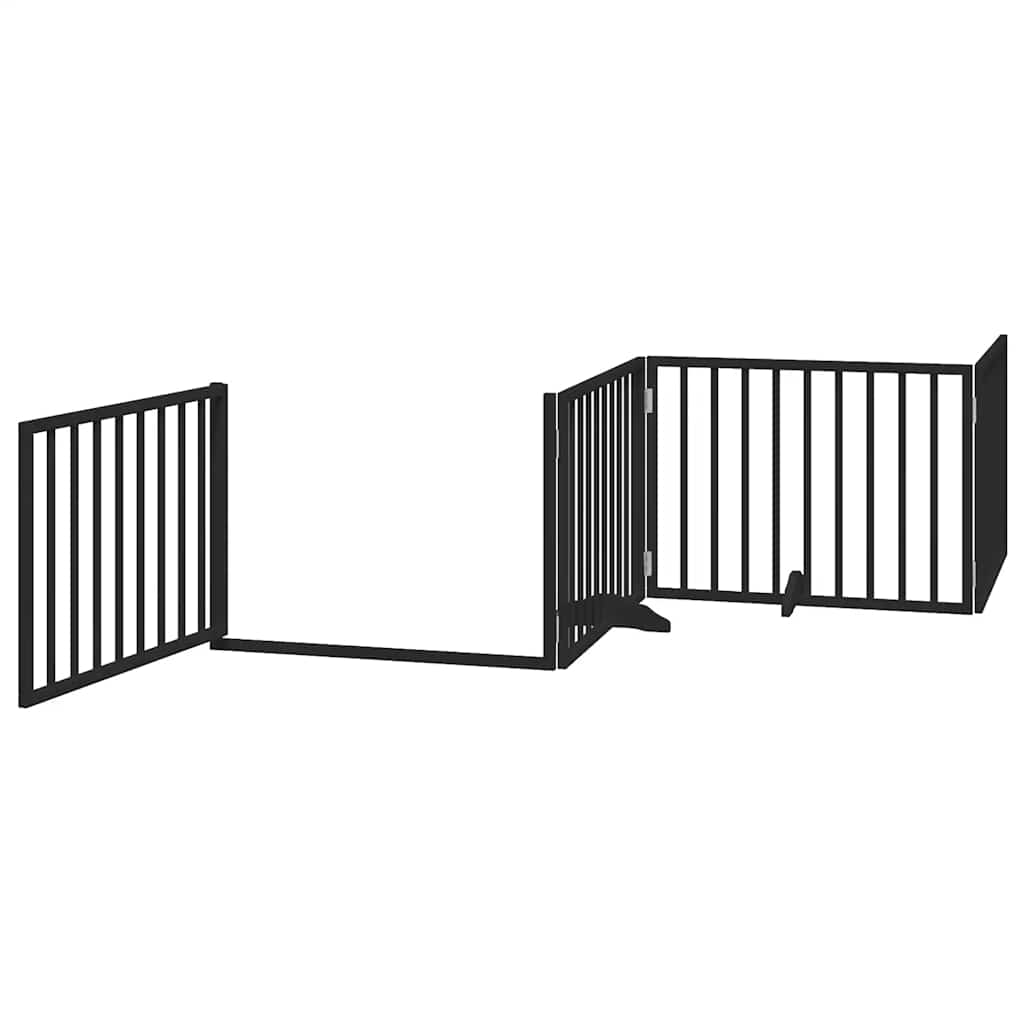 Dog Gate with Door Foldable 10 Panels Black 800 cm Poplar Wood
