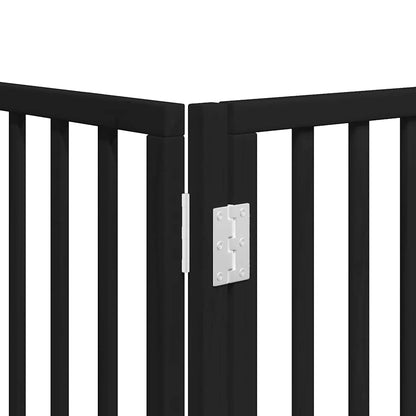 Dog Gate with Door Foldable 10 Panels Black 800 cm Poplar Wood