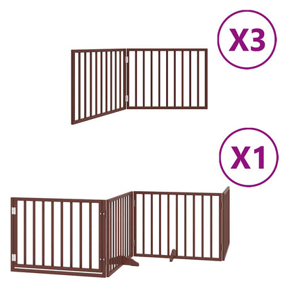 Dog Gate with Door Foldable 10 Panels Brown 800 cm Poplar Wood
