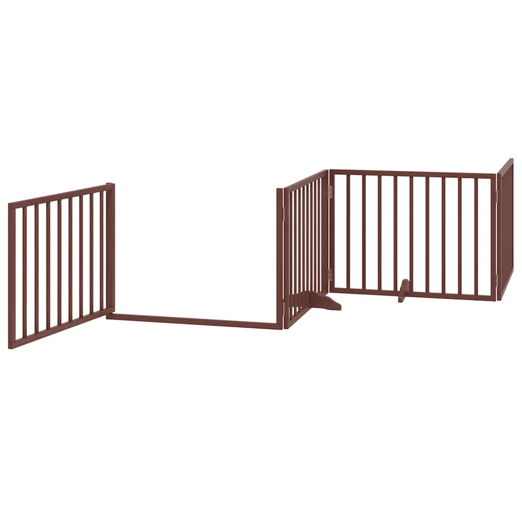 Dog Gate with Door Foldable 10 Panels Brown 800 cm Poplar Wood
