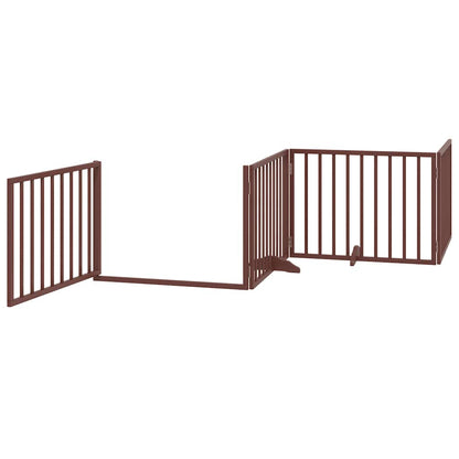 Dog Gate with Door Foldable 10 Panels Brown 800 cm Poplar Wood