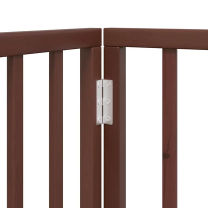 Dog Gate with Door Foldable 10 Panels Brown 800 cm Poplar Wood