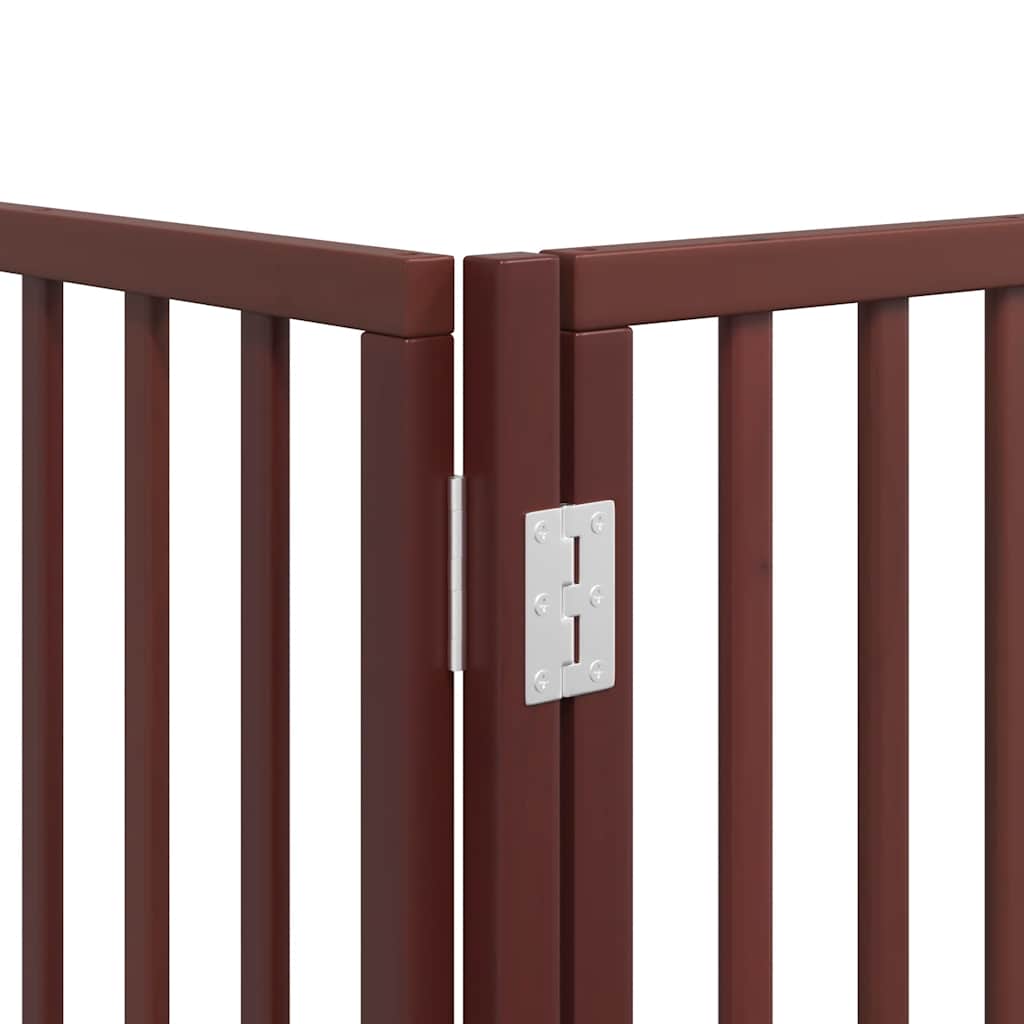 Dog Gate with Door Foldable 12 Panels Brown 960 cm Poplar Wood