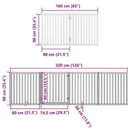 Dog Gate with Door Foldable 6 Panels Brown 480 cm Poplar Wood