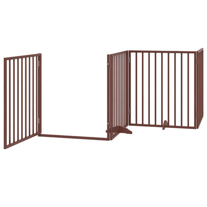 Dog Gate with Door Foldable 10 Panels Brown 800 cm Poplar Wood