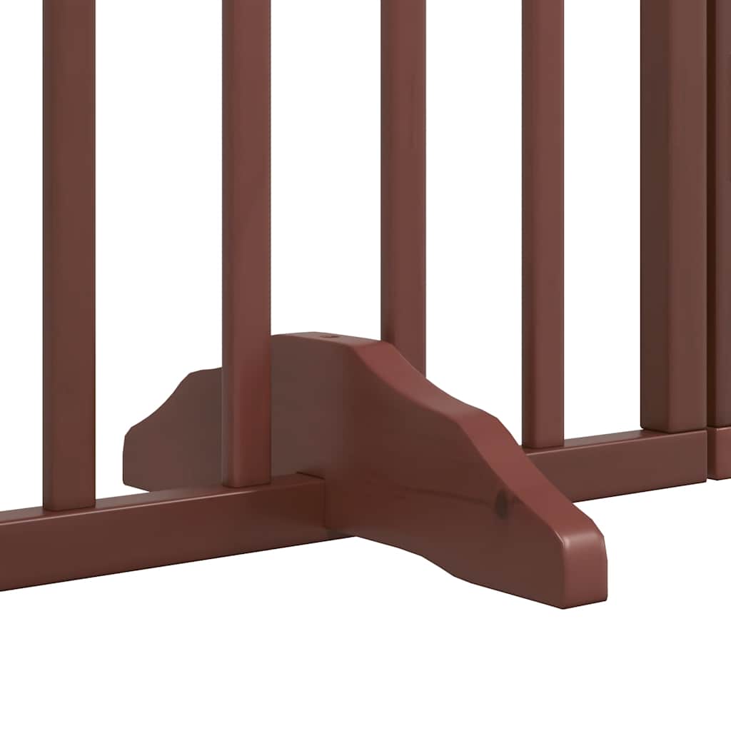 Dog Gate with Door Foldable 12 Panels Brown 960 cm Poplar Wood