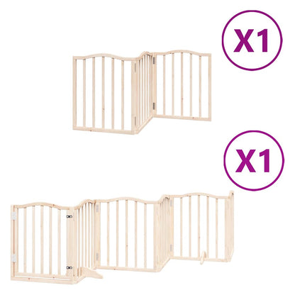 Dog Gate with Door Foldable 9 Panels 450 cm Poplar Wood