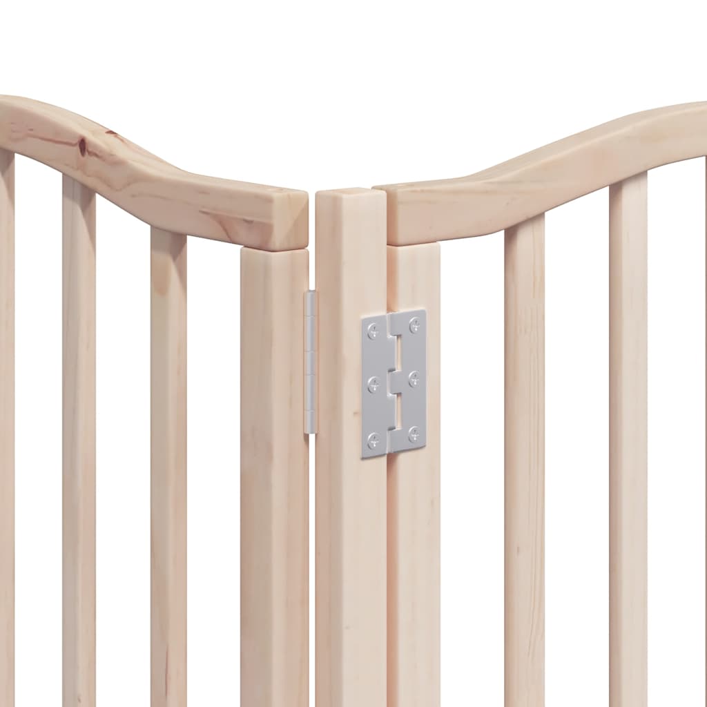 Dog Gate with Door Foldable 9 Panels 450 cm Poplar Wood