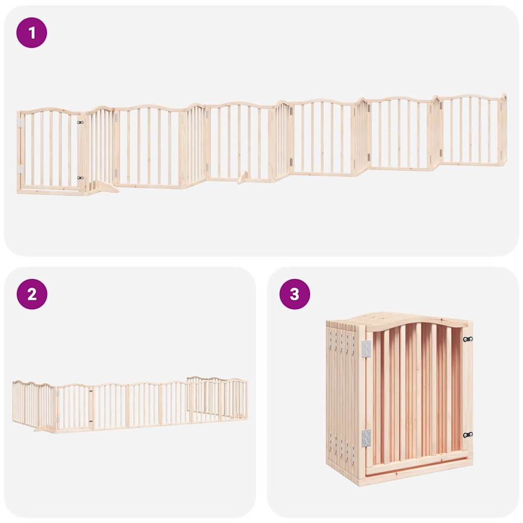 Dog Gate with Door Foldable 12 Panels 600 cm Poplar Wood