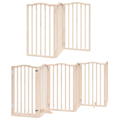 Dog Gate with Door Foldable 15 Panels 750 cm Poplar Wood