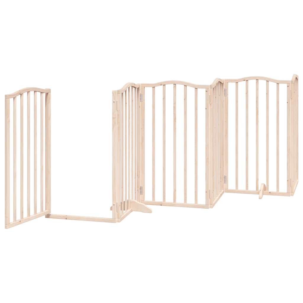 Dog Gate with Door Foldable 15 Panels 750 cm Poplar Wood