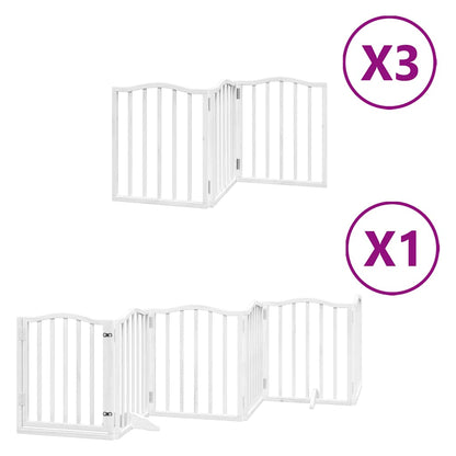 Dog Gate with Door Foldable 15 Panels White 750 cm Poplar Wood