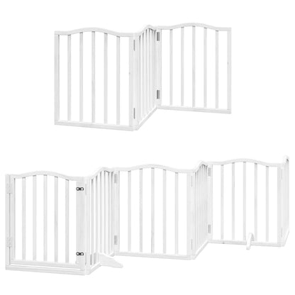 Dog Gate with Door Foldable 15 Panels White 750 cm Poplar Wood