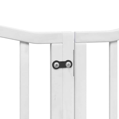 Dog Gate with Door Foldable 15 Panels White 750 cm Poplar Wood