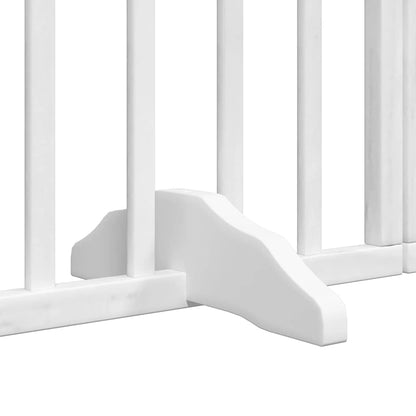 Dog Gate with Door Foldable 15 Panels White 750 cm Poplar Wood