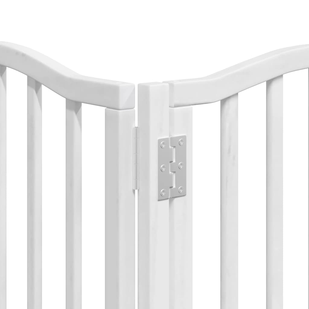 Dog Gate with Door Foldable 15 Panels White 750 cm Poplar Wood