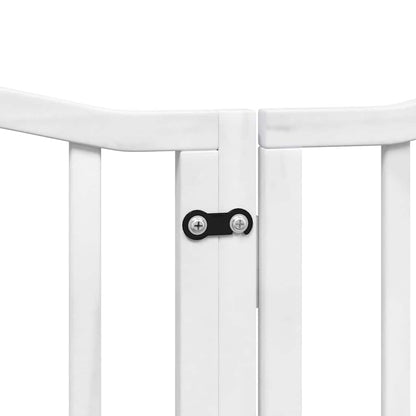 Dog Gate with Door Foldable 9 Panels White 450 cm Poplar Wood