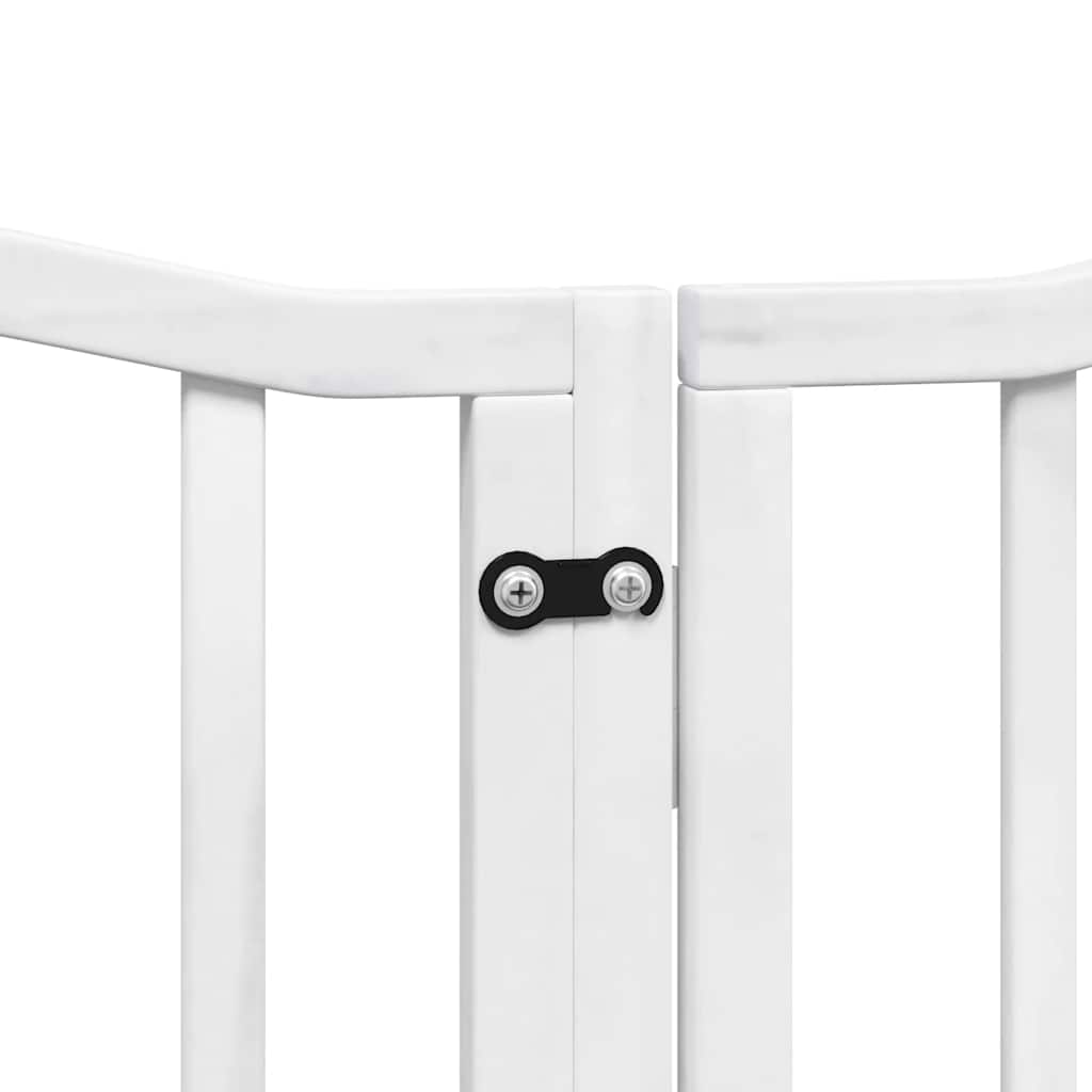 Dog Gate with Door Foldable 12 Panels White 600 cm Poplar Wood