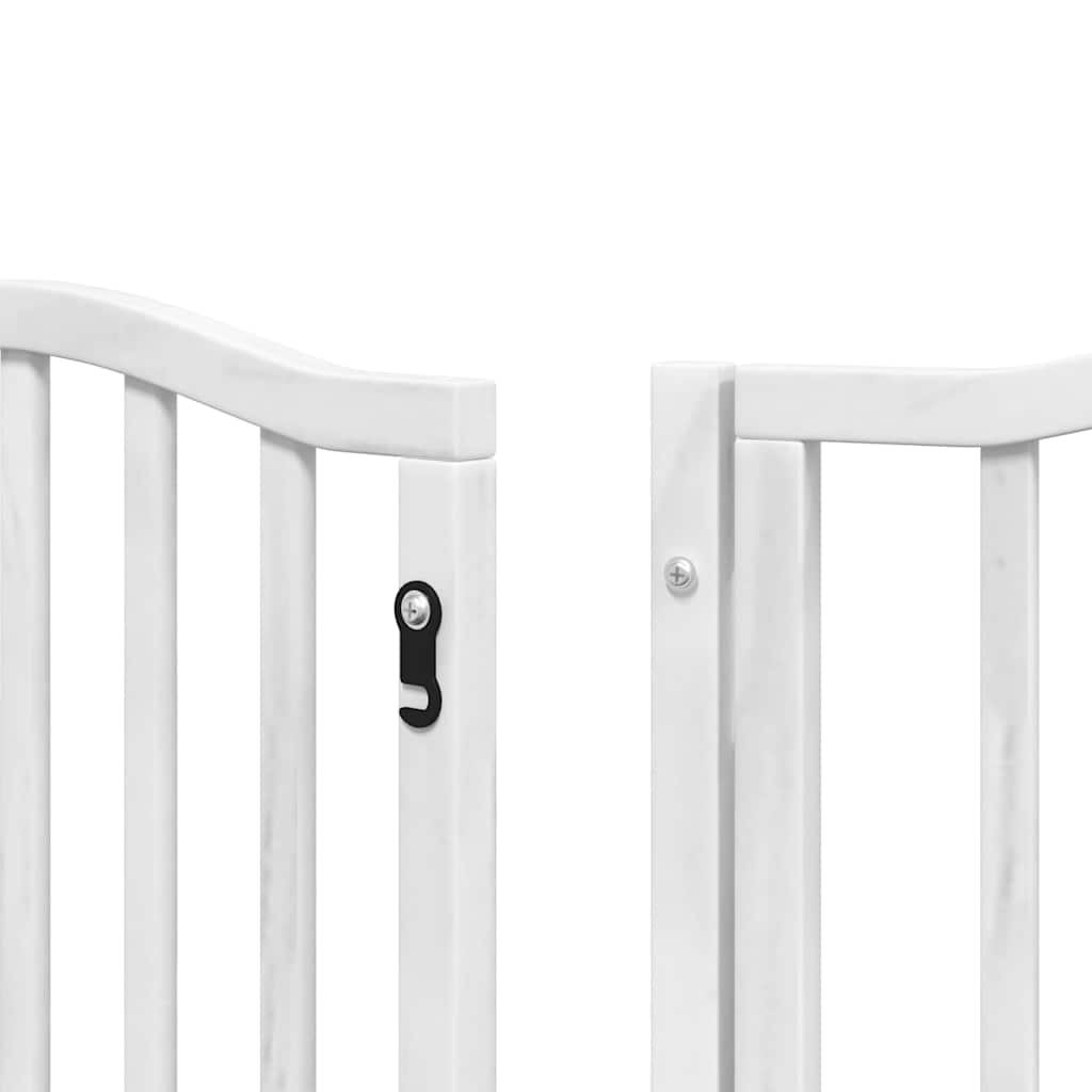 Dog Gate with Door Foldable 12 Panels White 600 cm Poplar Wood