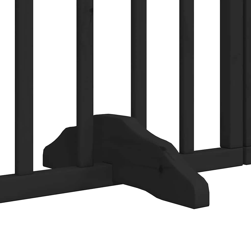 Dog Gate with Door Foldable 9 Panels Black 450 cm Poplar Wood