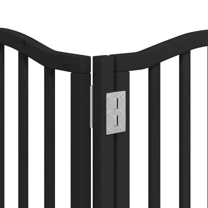 Dog Gate with Door Foldable 9 Panels Black 450 cm Poplar Wood