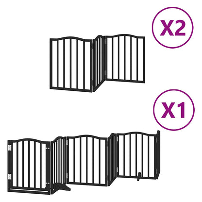 Dog Gate with Door Foldable 12 Panels Black 600 cm Poplar Wood