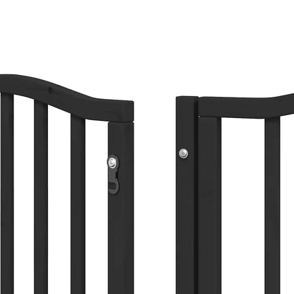 Dog Gate with Door Foldable 12 Panels Black 600 cm Poplar Wood