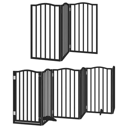 Dog Gate with Door Foldable 12 Panels Black 600 cm Poplar Wood