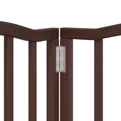 Dog Gate with Door Foldable 9 Panels Brown 450 cm Poplar Wood