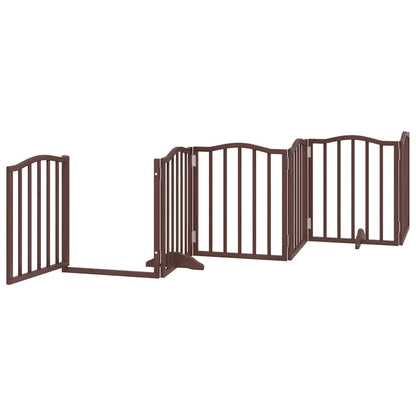Dog Gate with Door Foldable 12 Panels Brown 600 cm Poplar Wood