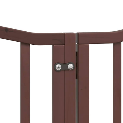Dog Gate with Door Foldable 12 Panels Brown 600 cm Poplar Wood