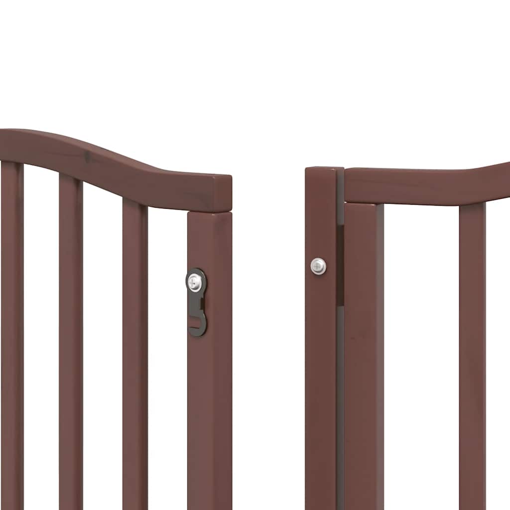 Dog Gate with Door Foldable 12 Panels Brown 600 cm Poplar Wood