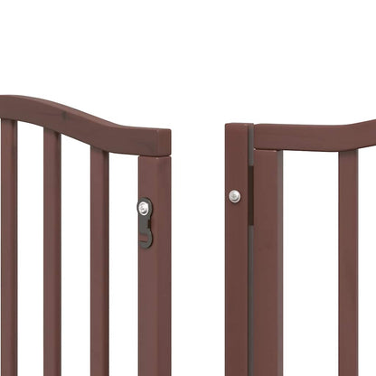 Dog Gate with Door Foldable 12 Panels Brown 600 cm Poplar Wood
