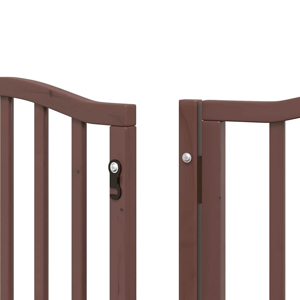 Dog Gate with Door Foldable 9 Panels Brown 450 cm Poplar Wood