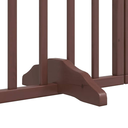 Dog Gate with Door Foldable 12 Panels Brown 600 cm Poplar Wood