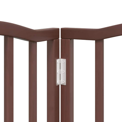 Dog Gate with Door Foldable 12 Panels Brown 600 cm Poplar Wood
