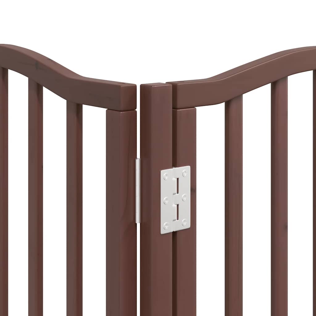 Dog Gate with Door Foldable 12 Panels Brown 600 cm Poplar Wood