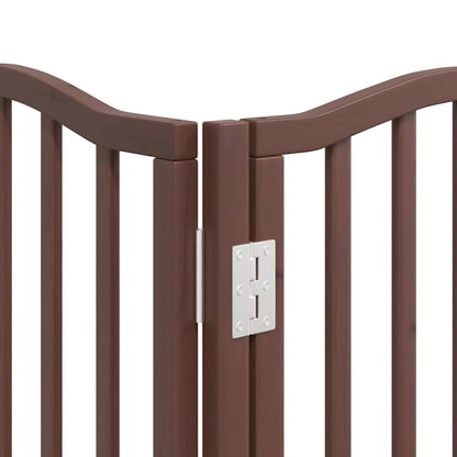 Dog Gate with Door Foldable 12 Panels Brown 600 cm Poplar Wood