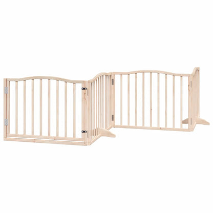 Dog Gate with Door Foldable 6 Panels 480 cm Poplar Wood
