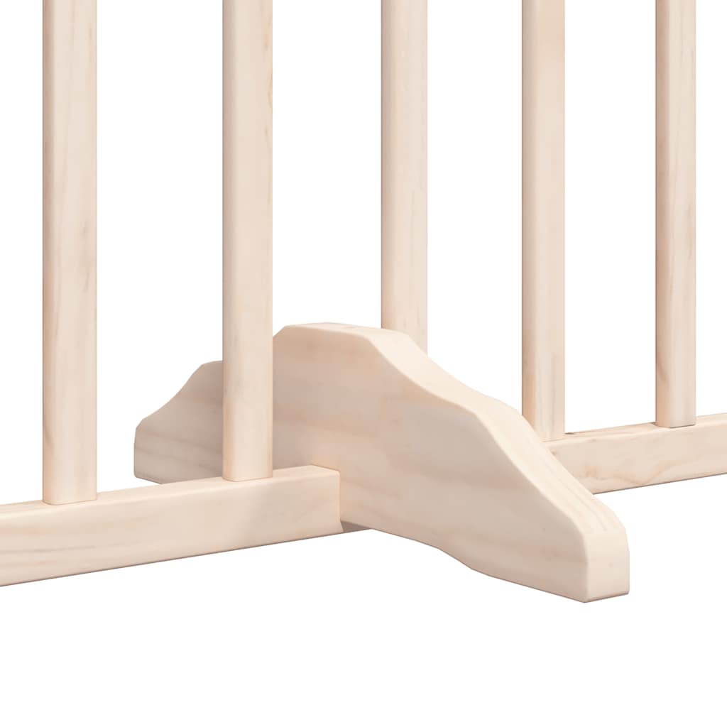 Dog Gate with Door Foldable 8 Panels 640 cm Poplar Wood