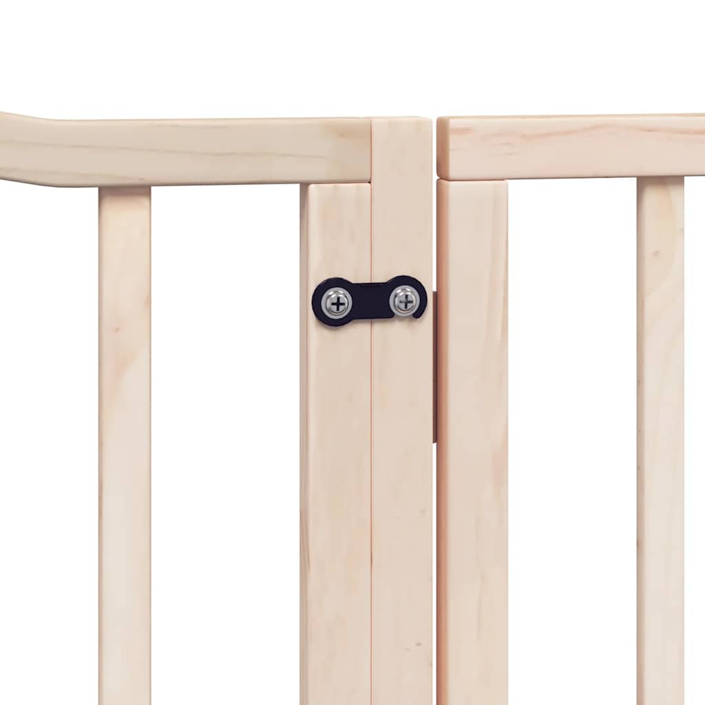 Dog Gate with Door Foldable 8 Panels 640 cm Poplar Wood