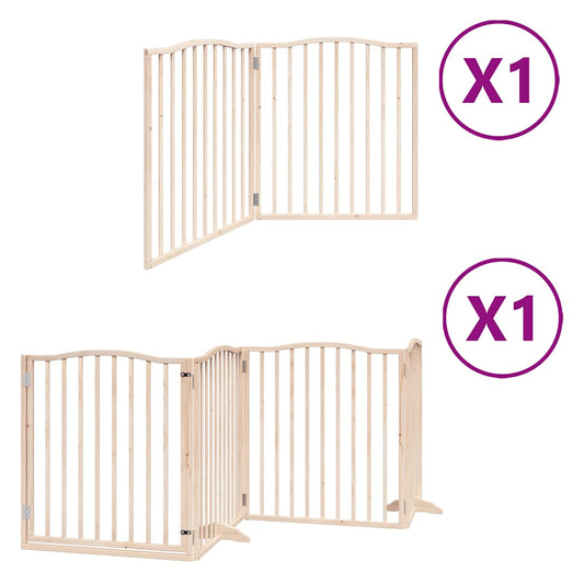 Dog Gate with Door Foldable 6 Panels 480 cm Poplar Wood