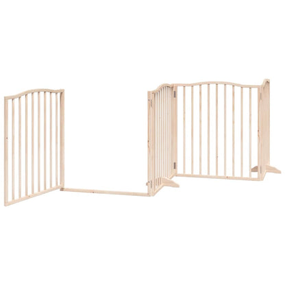 Dog Gate with Door Foldable 8 Panels 640 cm Poplar Wood