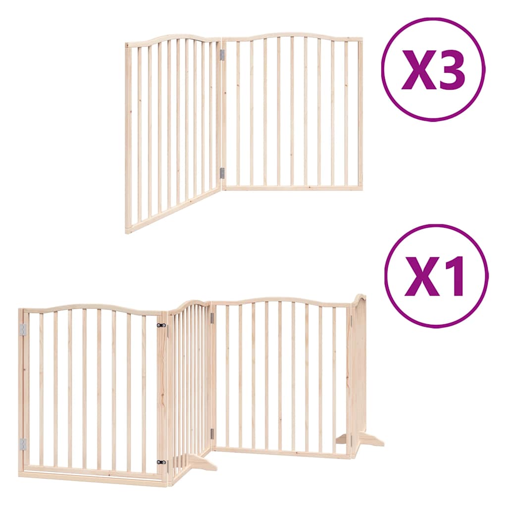 Dog Gate with Door Foldable 10 Panels 800 cm Poplar Wood