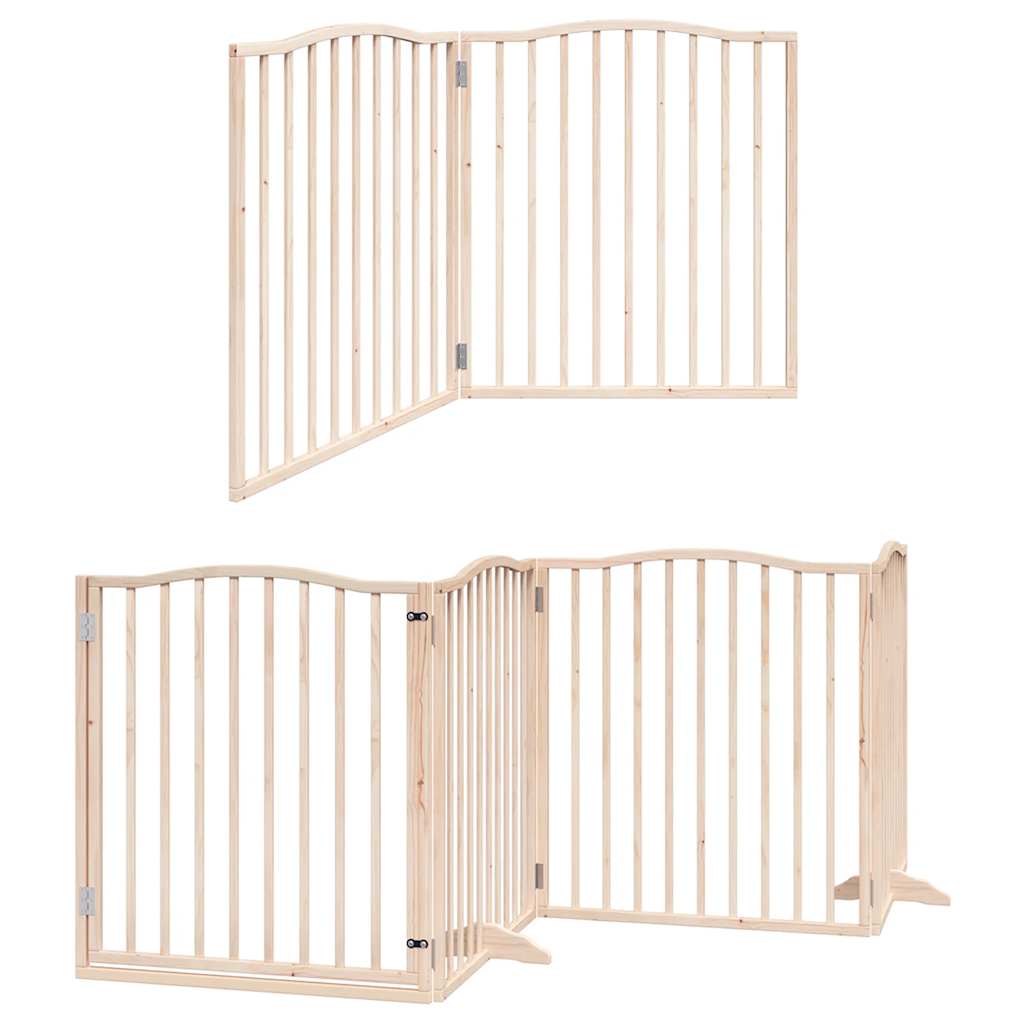 Dog Gate with Door Foldable 10 Panels 800 cm Poplar Wood