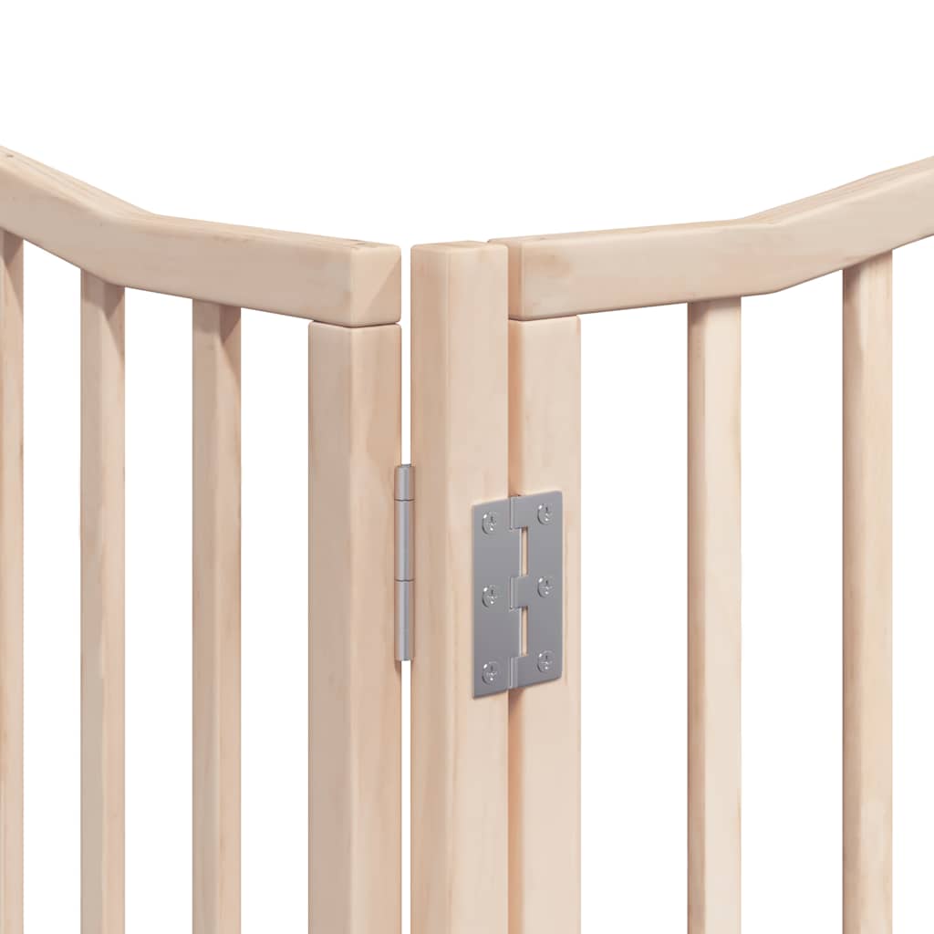 Dog Gate with Door Foldable 12 Panels 960 cm Poplar Wood